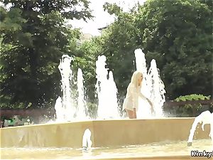 blond made to bath in public explosion
